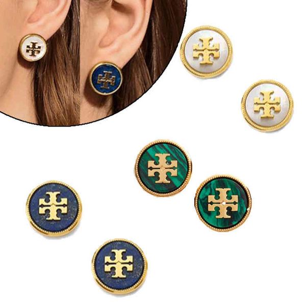 Earrings Charms Fashion Accessories t Series Round Inlaid Shell - Turquoise Lapis Lazuli Multicolor