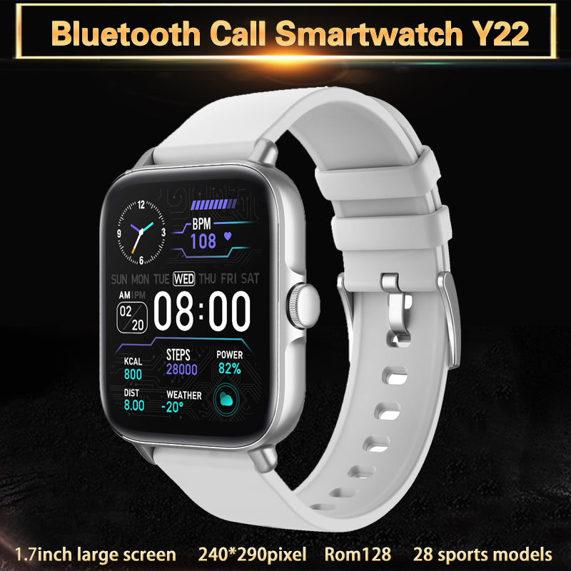 Smart watch Y22 Bluetooth Call SmartWatch Android Men Women Sports Fitness Tracker 1.7inch 240*290pixel RAM128 ROM128 240mAh IP67 Custom Dial 28Spor