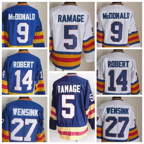 Men Retro Ice Hockey Vintage 14 Rene Robert Jerseys 9 Lanny McDonald 27 John Wensink 5 Rob Ramage 19 Joe Sakic 21 Peter Forsberg Breathable