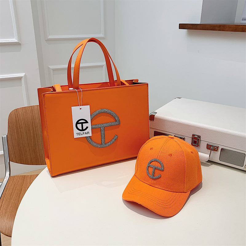 Wholesale factory ladies shoulder bags simple atmospheric leather handbags Candy-colored diamond handbag street trend leather backpack with hat fash