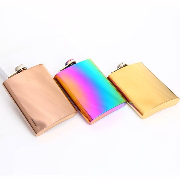 2022 new 8oz Hip flask gift set colorful stainless steel flask for liquor for men leak proof with 2 cups and funnel