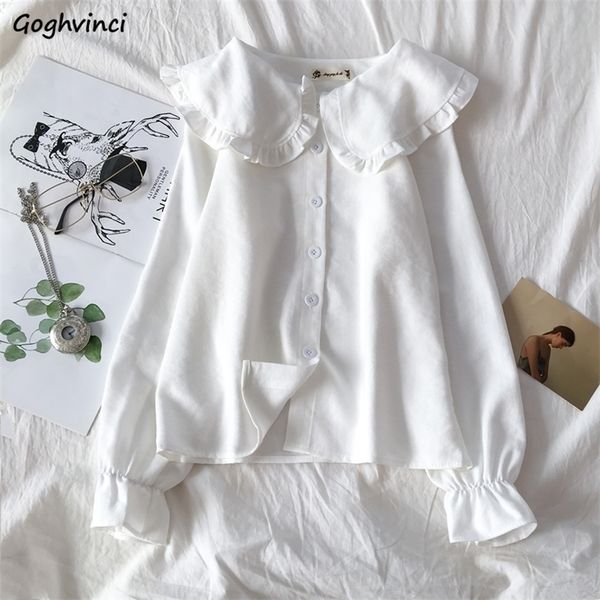 Shirt Peter Pan Collar Korean Style Trendy Fashion Students Kawaii Lovely Daily Streetwear Womens Casual Blouses 220311
