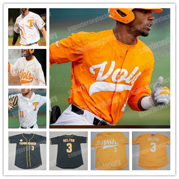 Custom NCAA Tennessee Volunteers Baseball stitched Jersey 3 Todd Helton 11 Yan Gomes 19 Matt Duffy 21 Eric Gilliam mens youth jerseys