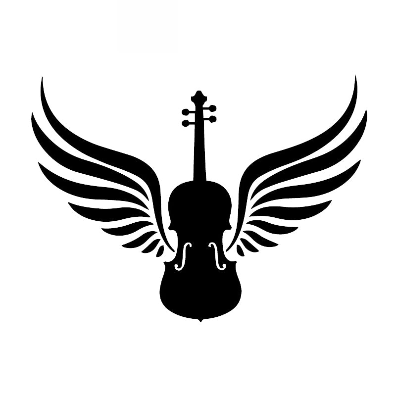 Wing Violin Music Decoration Car Sticker Motorcycle Sticker Pvc Motorcycle Car Decal Sticker, Black-white, 17cm X 13cm