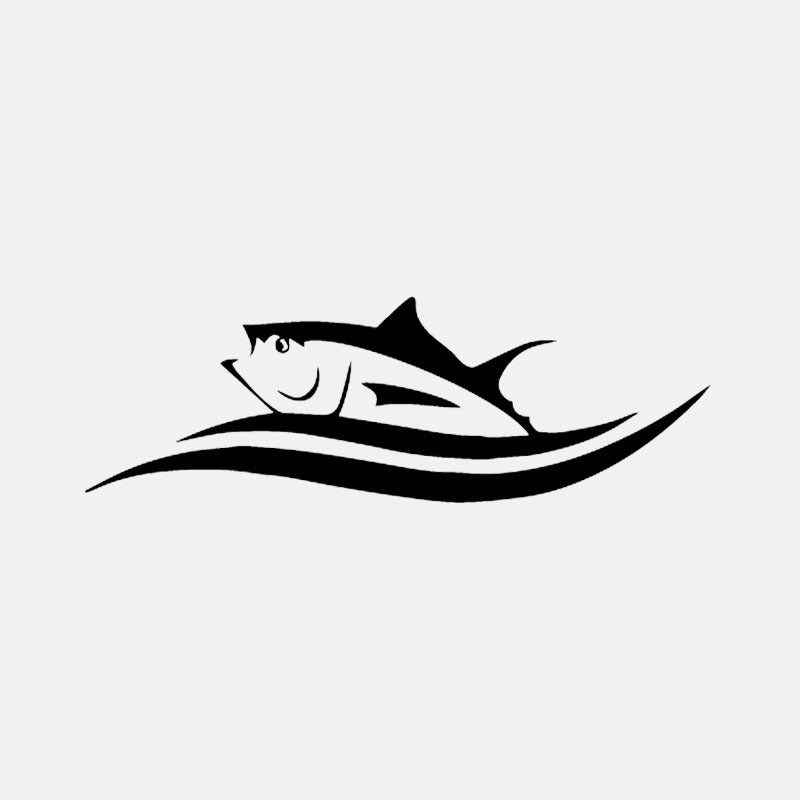 Car Stickers Beautiful Decal Cartoon Fish Tuna Wave Car Decoration Accessories Sticker Cover Scratch Black-white, 17cm*6cm