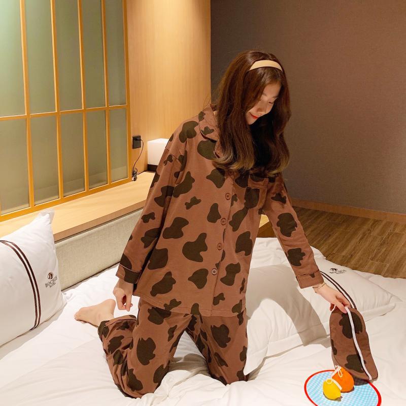 Spring pajamas sleepwear women&#039;s long-sleeved trousers ins wind fresh and cute bear home service suit