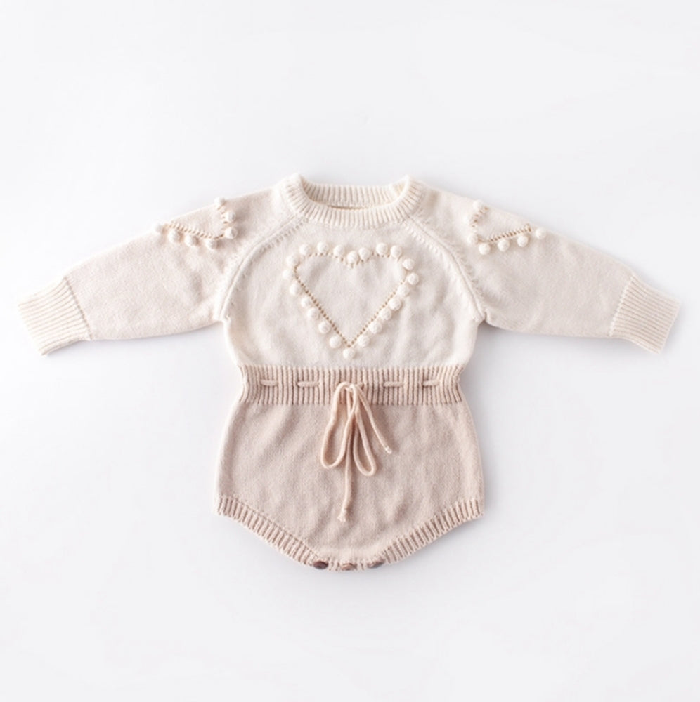 Baby Knitted Clothes Heart Baby Girl Infant Girls Sweater Designer Newborn Jumpsuit Autumn Winter Baby Clothing