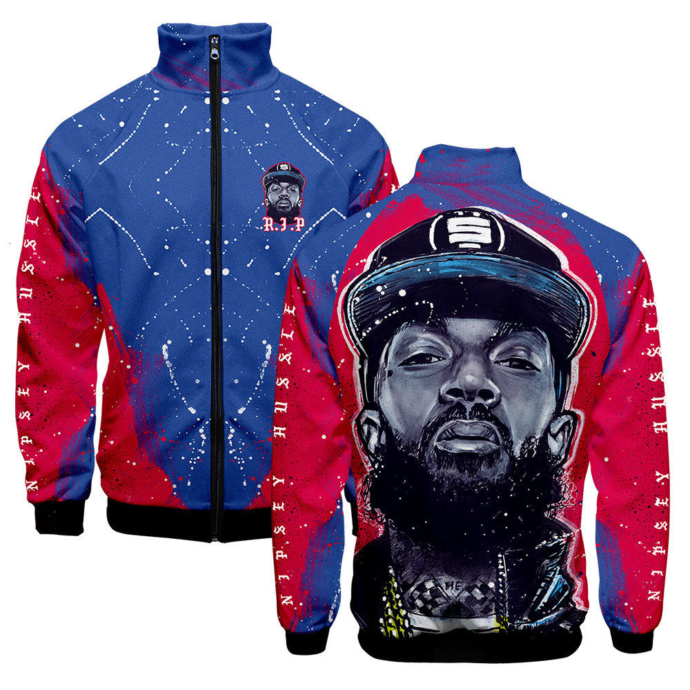 Men&#039;s Jackets High Quality Jacket Rip NIPSEY HUSSLE 3D Printing Zipper Sweater Mens Fashion Casual Outerwear Coat
