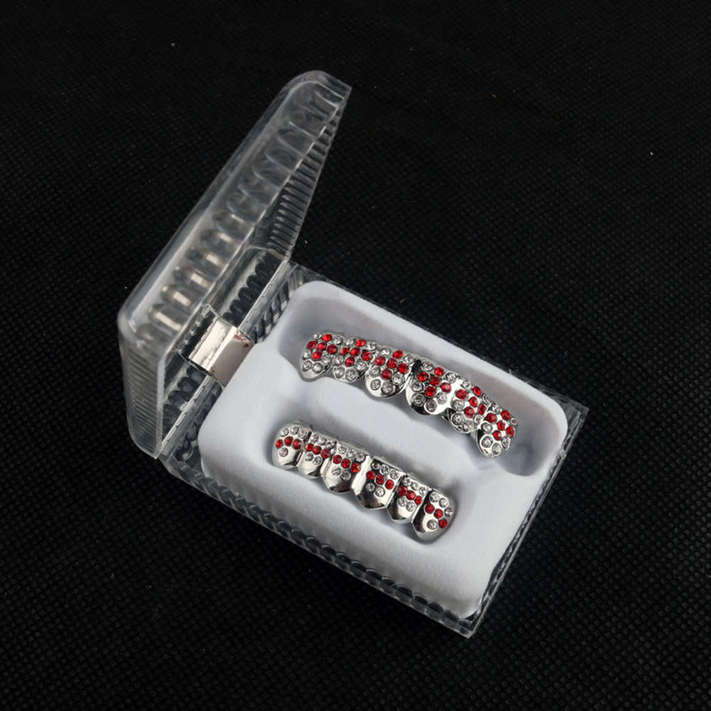 Hip hop decorative braces silver plated with diamond gold teeth grills