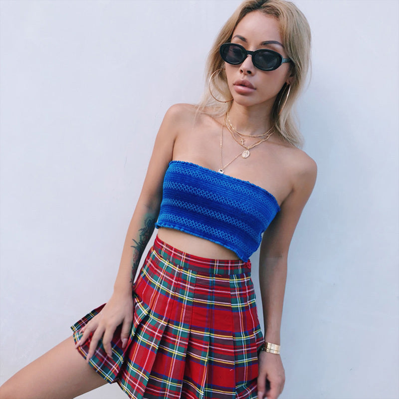 Skirts Sweet style Harajuku vintage ins Green Red Plaid high waist women mini Pleated A-line shorts Skirt School Uniforms