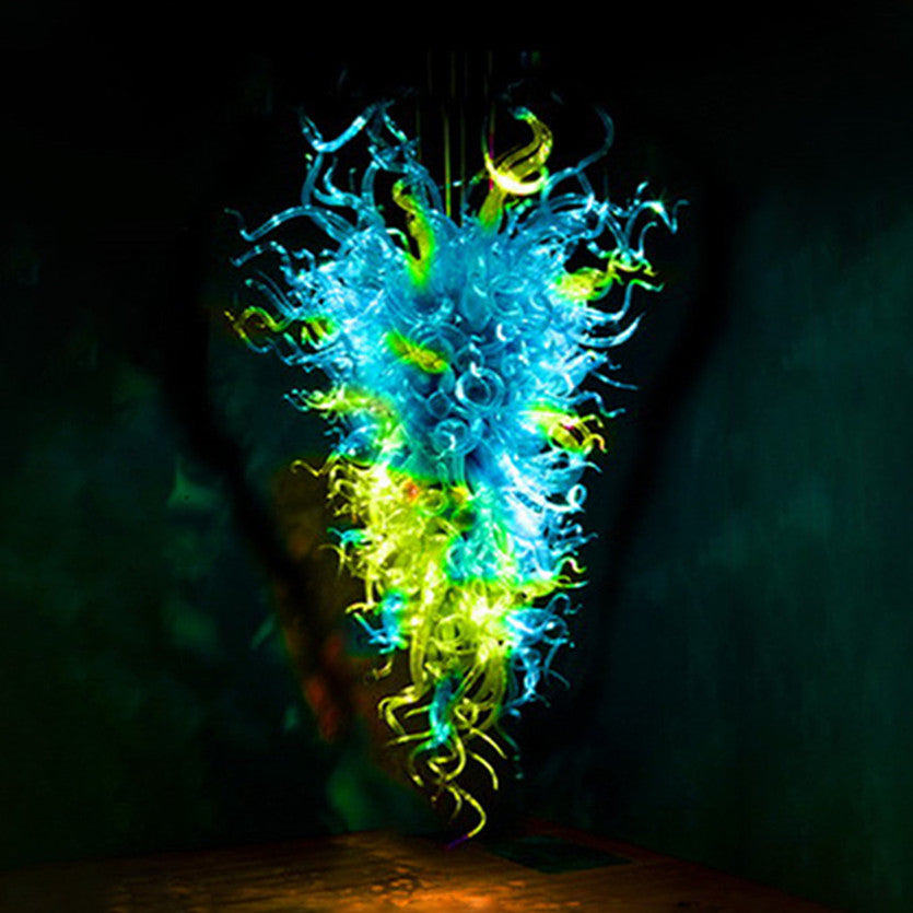 Modern Led Lamps Multi Colored Crystal Chandelier Home Store Villa Office Decor Lighting Customized Hand Blown Murano Glass Pendant Lights 24 By 48