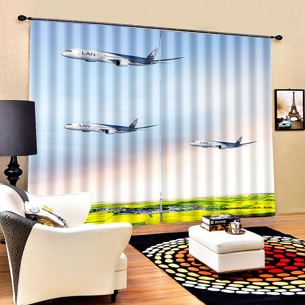 Beautiful Photo Fashion Customized blue fly curtain 3D Window Curtains For Living Room Bedroom