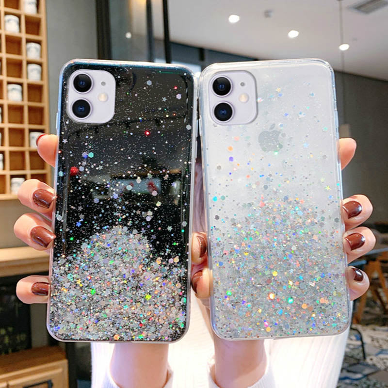 Luxury Bling Glitter Phone Cases For IPhone 11Pro Max XR XS X 8 7 6S 6 Plus 5 Case 12 Pro Silicone Sequins Star Cover
