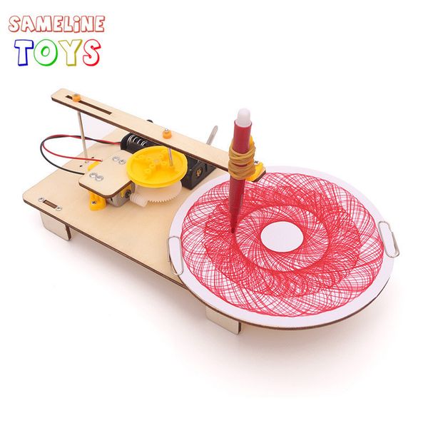 High Quality Wooden Model Assembly Electric Plotter STEM Children Puzzle DIY Toys Gift For Kids Primary Students