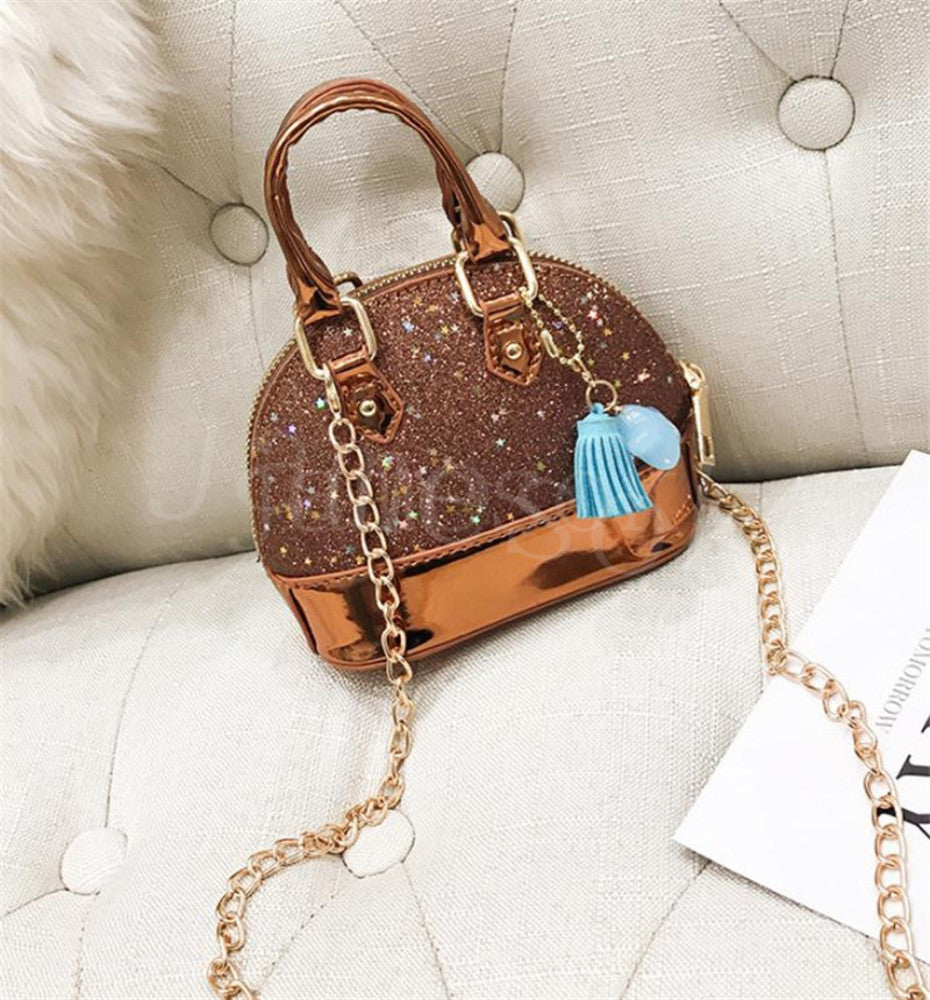 Children Mini Shoulder Bags for Girls Shinning Glitter Purse for Toddler Kids Shell Sequin Bags with Chain Cute Handbags 8 color
