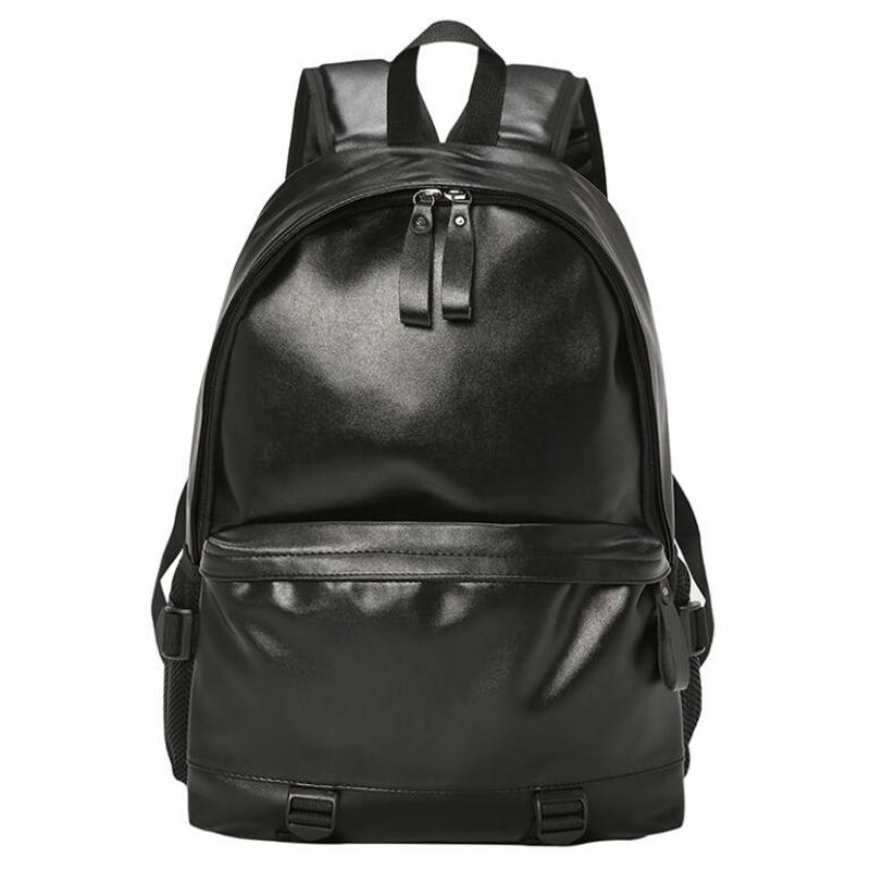 Fashion Men&#039;s Pu Leather Backpack Teen Black School Bag Boy College Laptop Wind Leisure Bags