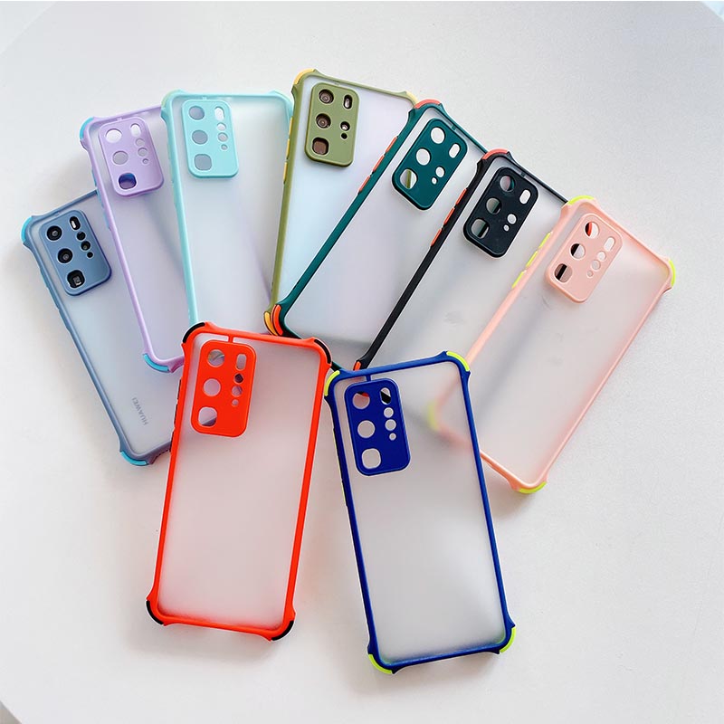 PC Phone Cases For Huawei P30 P40 Mate 20 PRO LITE E 4G 5G Simple Matte Transparent Shockproof Four-Corner Bumpe Silicagel Cover