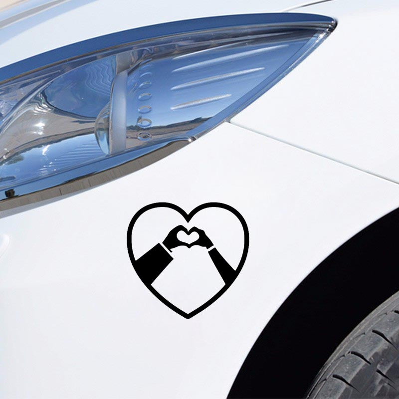 14CM*13.2CM Love Heart Hands Modern Vinyl Car Sticker Decoration Decal Black-Silver Graphical