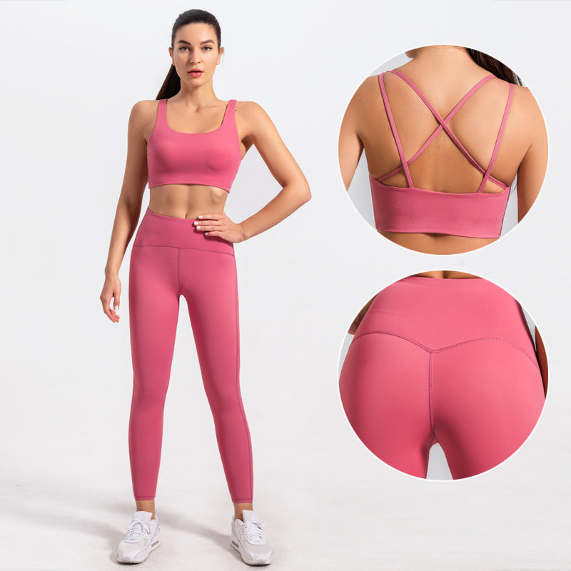 and Winter 2021 Fitness Autumn Women&#039;s Fast Running Yoga Suit High Waist Hip Leggings Shockproof Bra