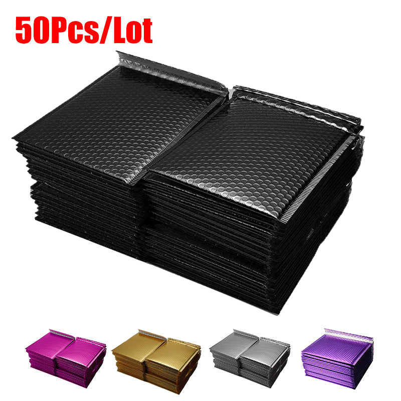 50pcs-Lot Foam Envelope Bags Self Seal Mailers Padded Black Gold Envelopes With Bubble Mailing Bag Packages Black