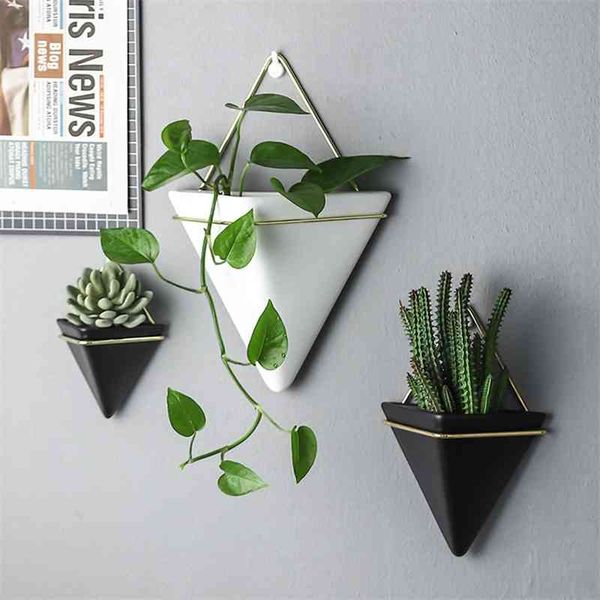 New Flower Pot Wall Mounted Hanging Flower Pot Room Decoration Vases Self Water-Absorbing Planter Flower Pot Dropshipping 210401