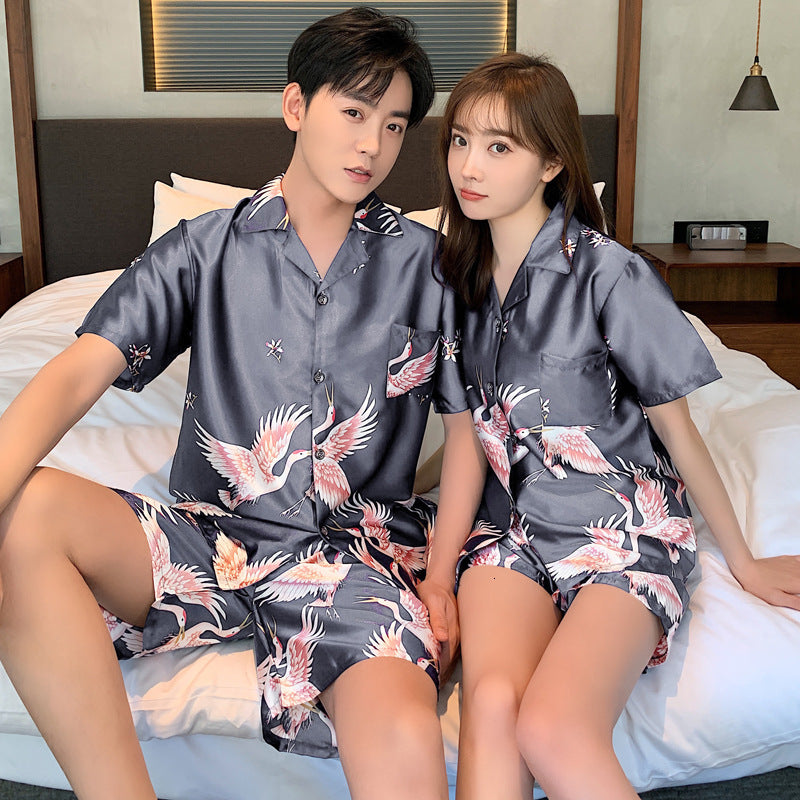 sleepwear Pajama Satin Pajamas Sets Couple Family Pijama Lover Night Suit Men Women Pyjamas Robe & Gown