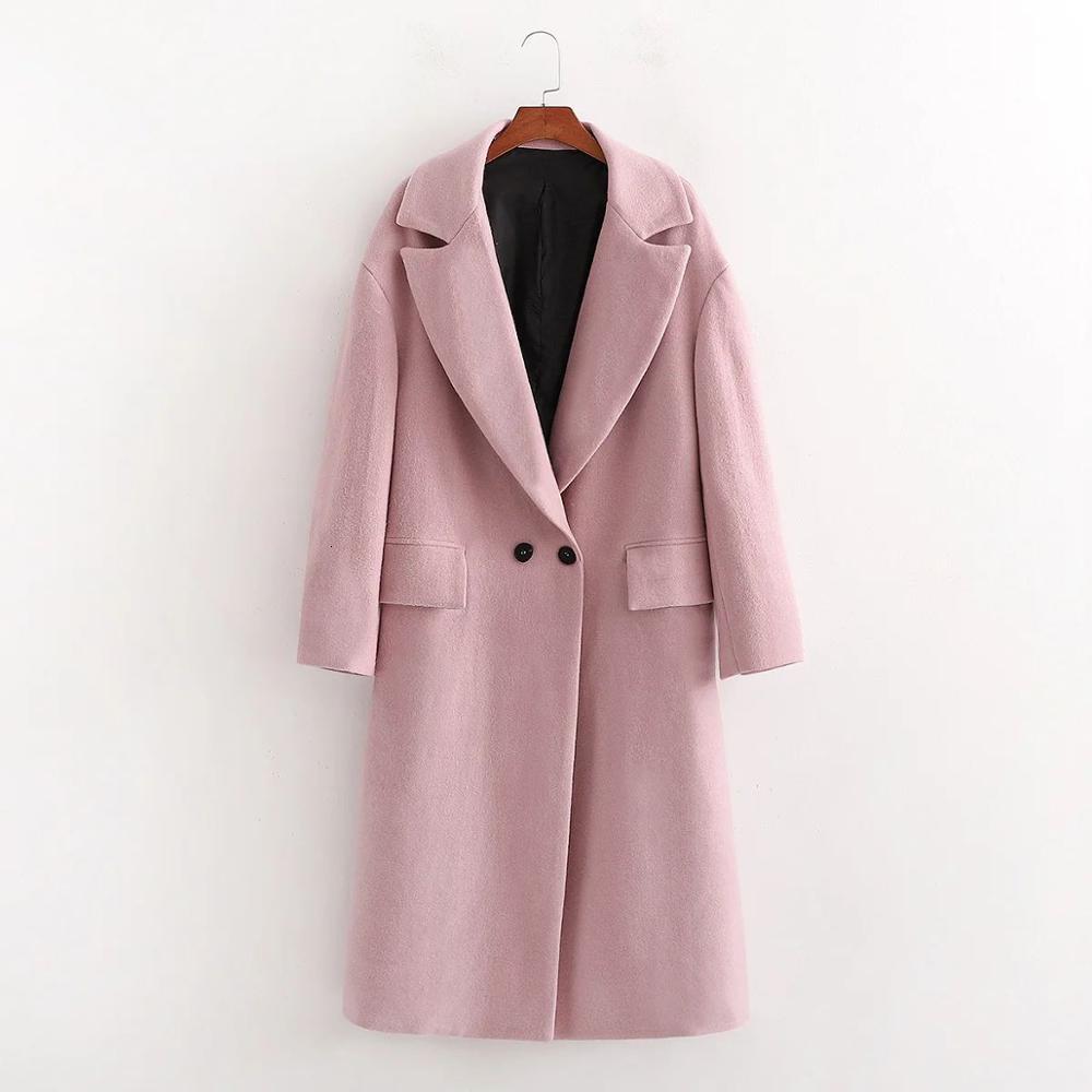 blends Fall Pink Coat Long Elegant Casual windbreaker Outerwear Trench parka female Women Winter Clothes