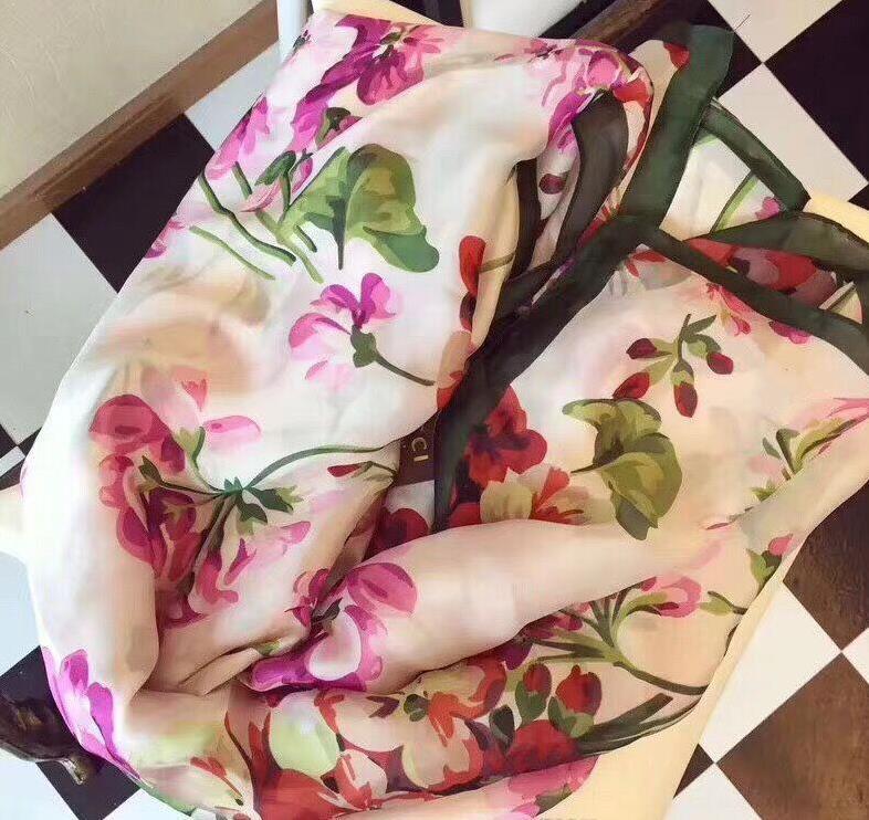 Brand Silk scarf Pashmina for Women 2019 Summer Brand Floral Flower Long Scarves Scarfs Wrap 180x90Cm Shawls S227
