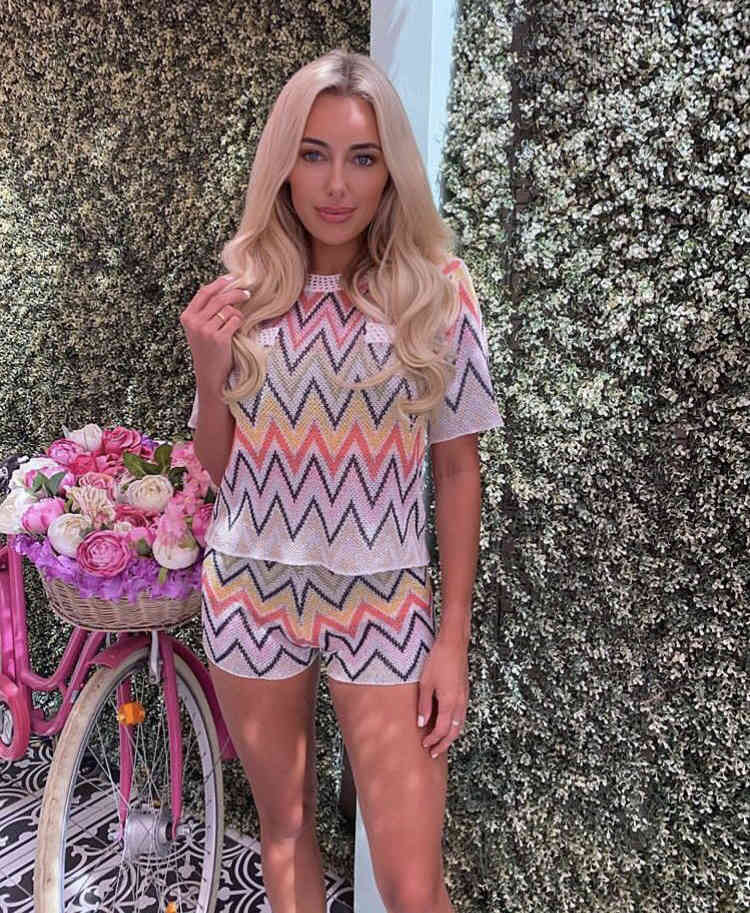 shorts High Quality 2021 Spring Summer Casual Loose Knitting Zig Zag Knit Women Sets