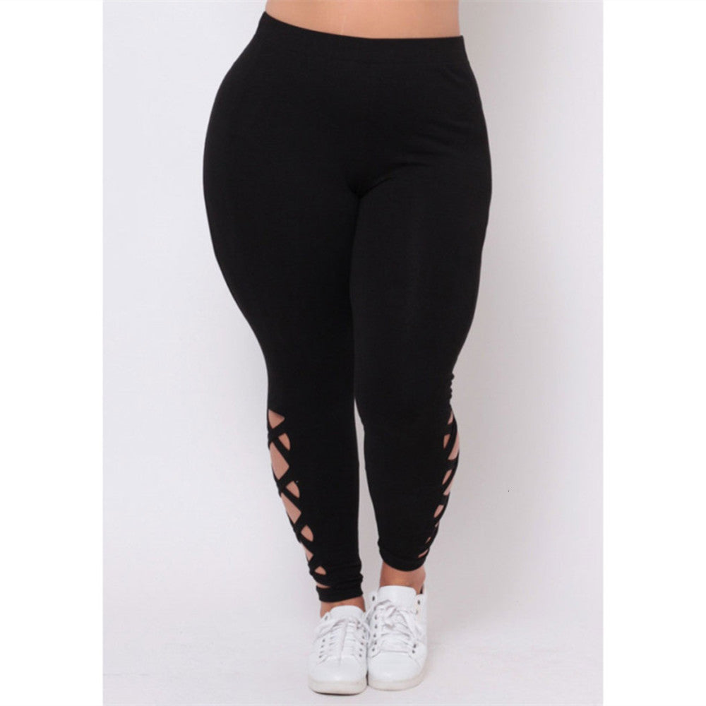 solid color cross belt large Women&#039;s pants small leg Leggings
