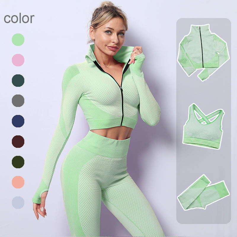 2-3PCS Seamless Women Yoga Set Workout Sportswear Gym Clothing Fitness Long Sleeve Crop Top High Waist Leggings Sports Suits