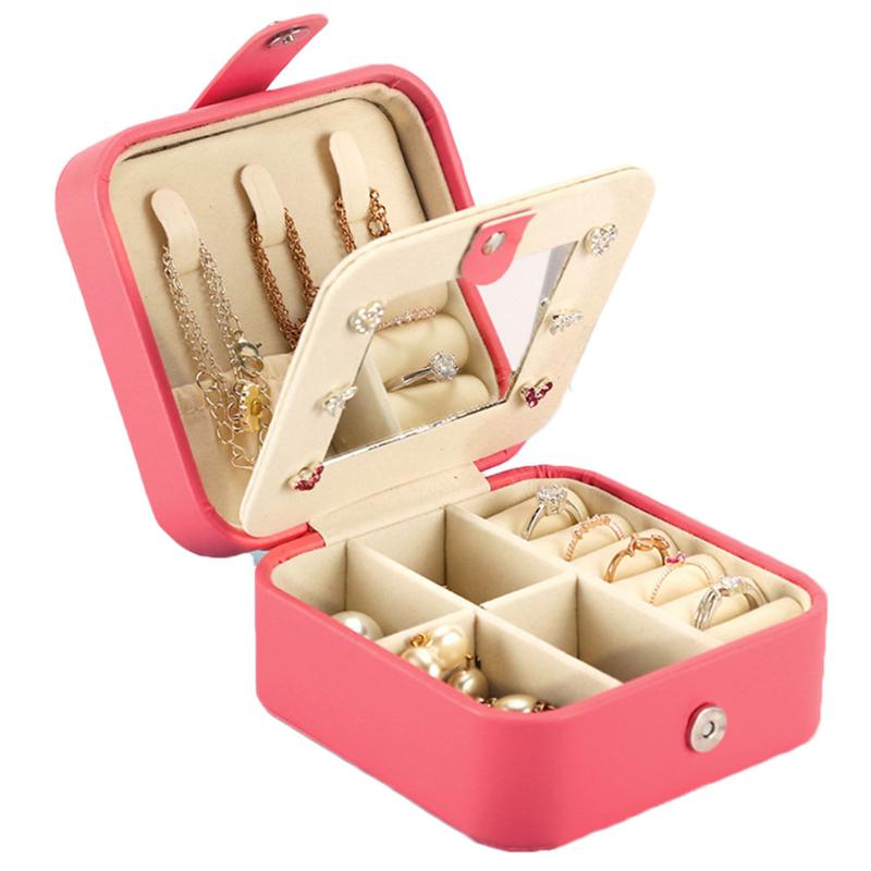 Large Capacity Ladies Earrings Ring Storage Box Necklace Bracelet Home Portable Jewelry Leather Organizer Cosmetic Cases Bags &
