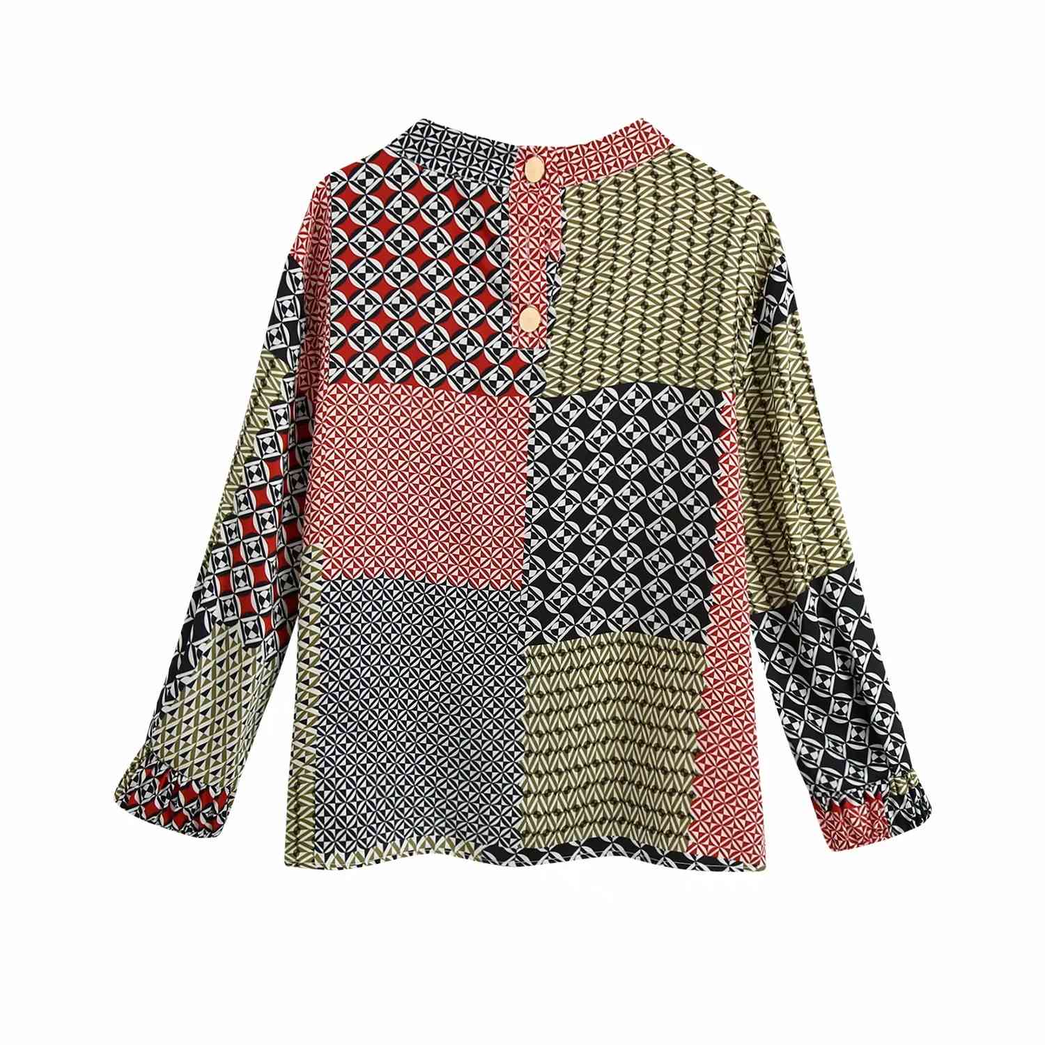 designer Long Sleeve Fall Women blouses show thin Fall&#039;s women&#039;s fashion patchwork print blazer