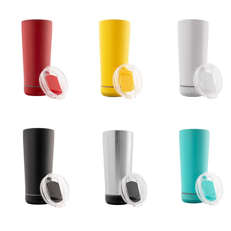 18oz Creative Music Cup 9 Colors Stainless Steel Wine Tumbler With Speaker and USB Cable Practical Festival Gift