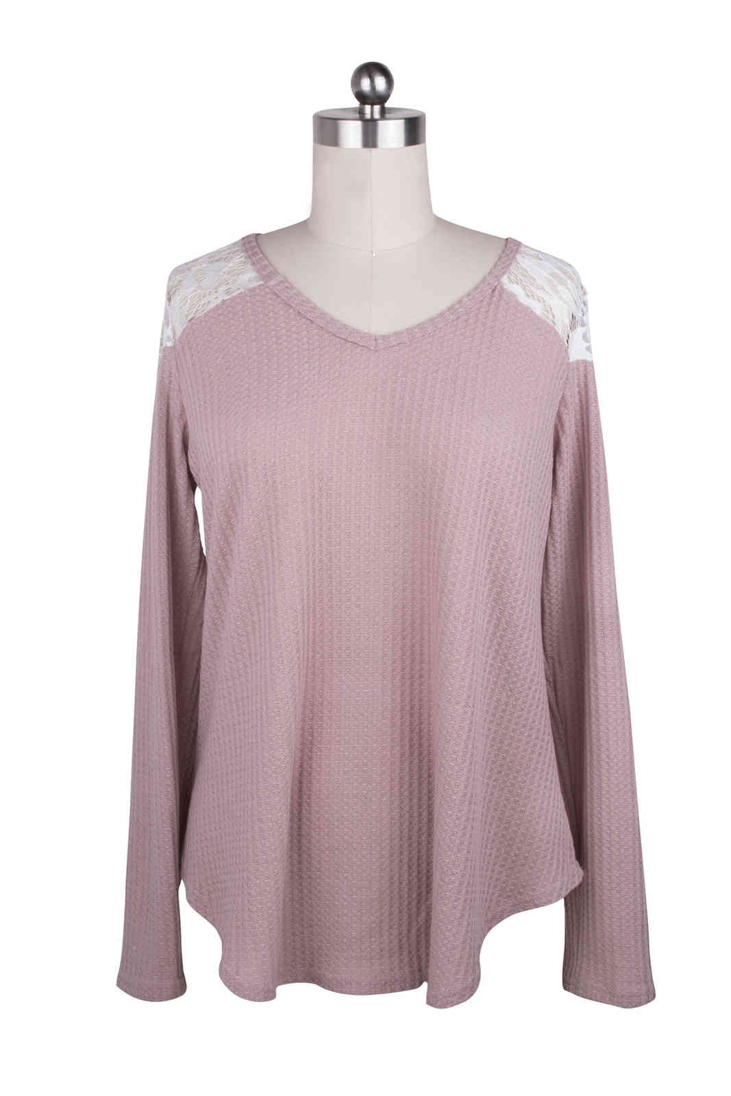 Ladies Lace Stitching White Blouses Women Summer T Shirts Solid Long Sleeve Waffle Loose Top Casual Tops Female Sweet Chic