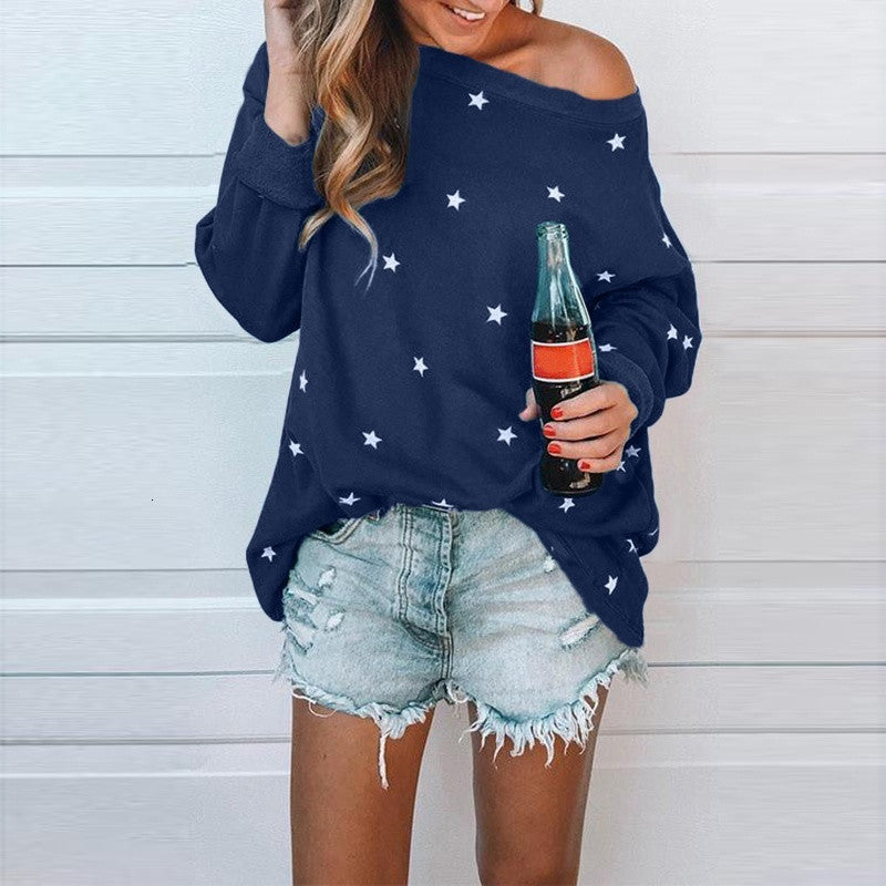 Women Blouses Summer Womens Clothing Sundress Loose Short Sleeve Star Printed Casual Shirt Blouse Tops