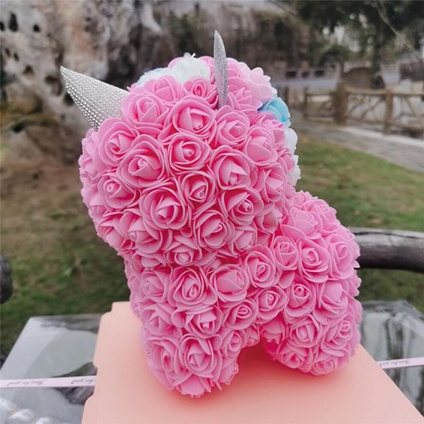 Lovely Min Rose Unicorn Soap Foam Artificial Flowers Toy Wedding Valentine&#039;s Day Gifts for Girl Dropshipping