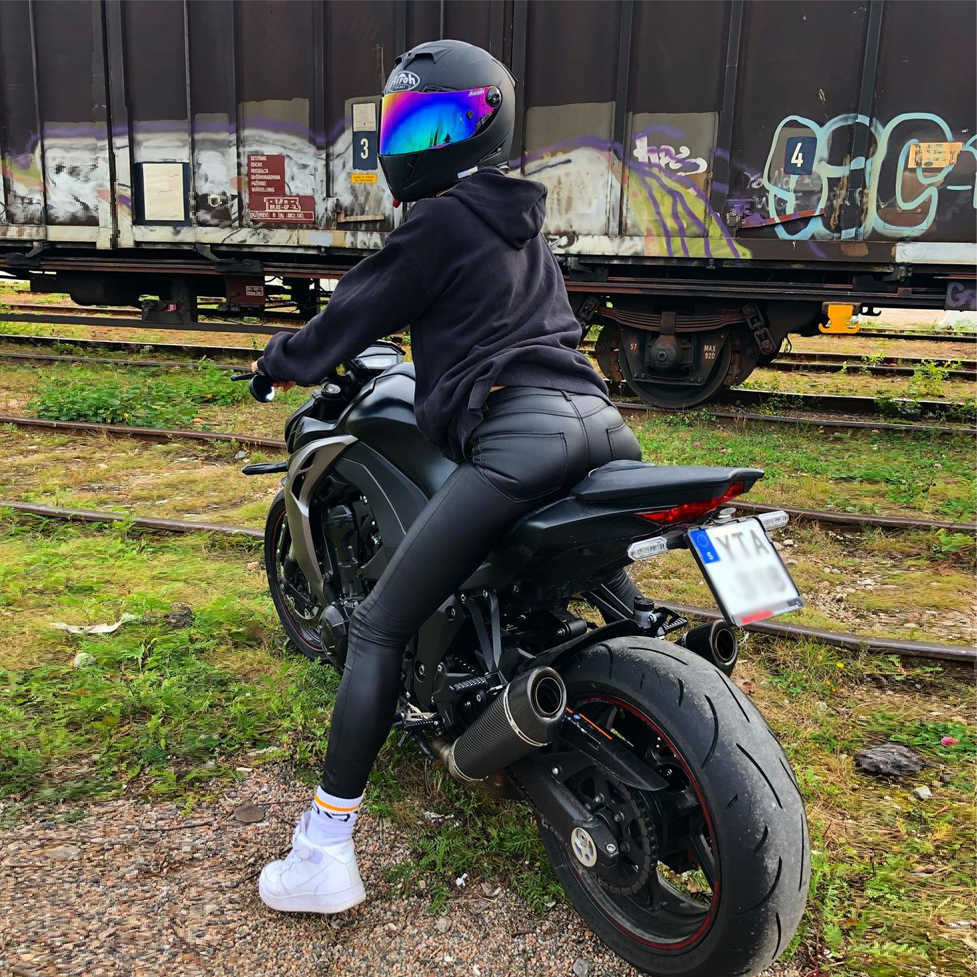 Women&#039;s Jeans Black Leather Motorbike Pants Skin Tight Motor Leggings Plus Fleece Lining Bum lift Skinny Compression Shaping DFUT