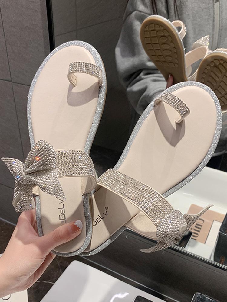 Sandals Sandal Slippers Women Summer Wearing The 2021 Water Drill Fashion Hundred Sets Of Korean Version Toe Flat