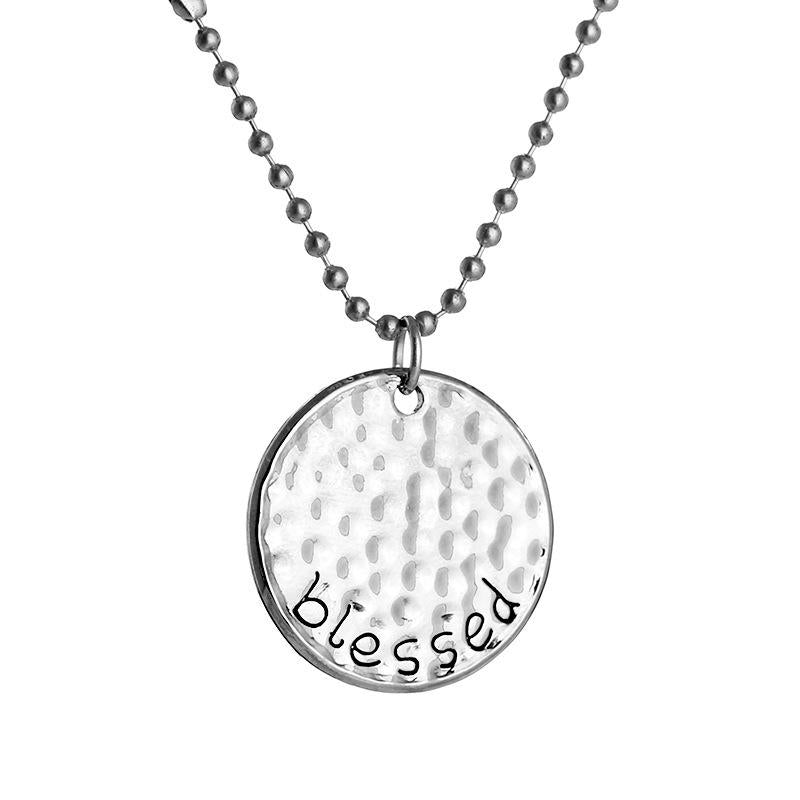 Pendant Necklaces Creative Round Shape Bumpy Irregularity Necklace Trendy Blessed Letter Print Choker Alloy Gift