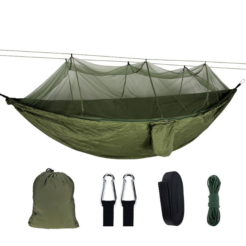 Camp Furniture Portable Outdoor Camping Tent Hammock With Mosquito Net 210T Nylon 2 Person Canopy Parachute Hanging Sleeping Swing Bed