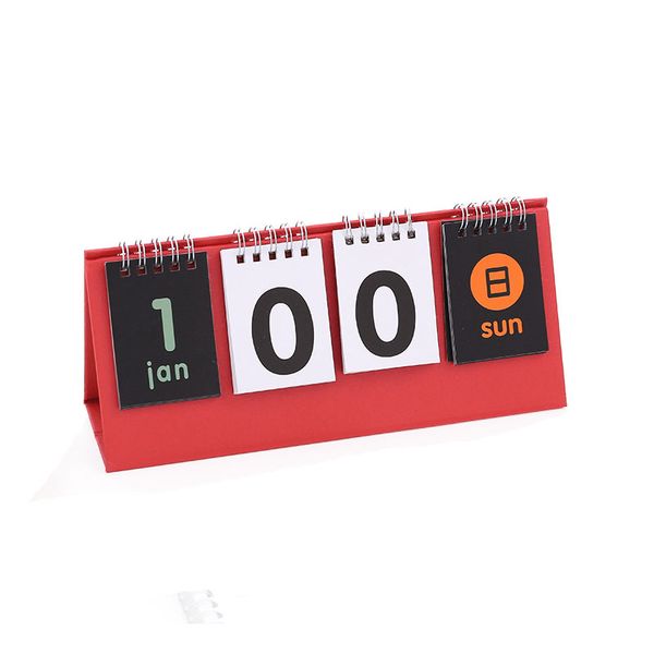 D-Day Flip Perpetual Desk Calendar Classic Count Down Desktop Spiral Bound Planner for Home Office Black White Red Blue Yellow