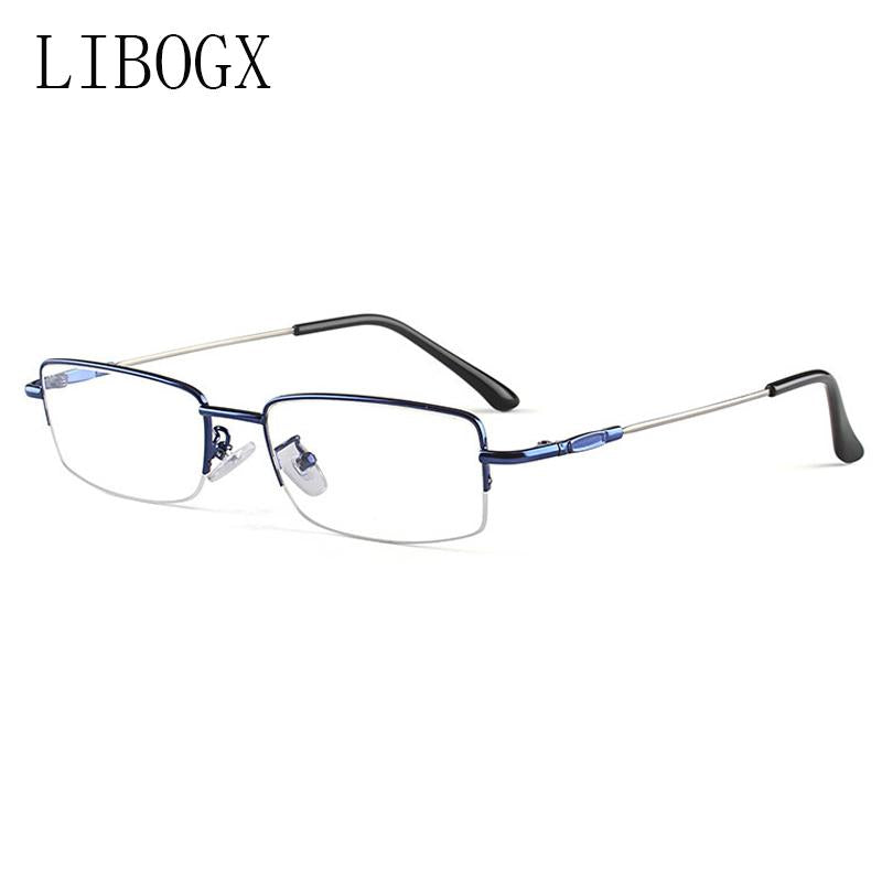 Fashion Sunglasses Frames LIBOGX Myopia Frame Men&#039;s Square Half Glasses High-Grade Titanium Alloy Ladies Optical Flat Mirror
