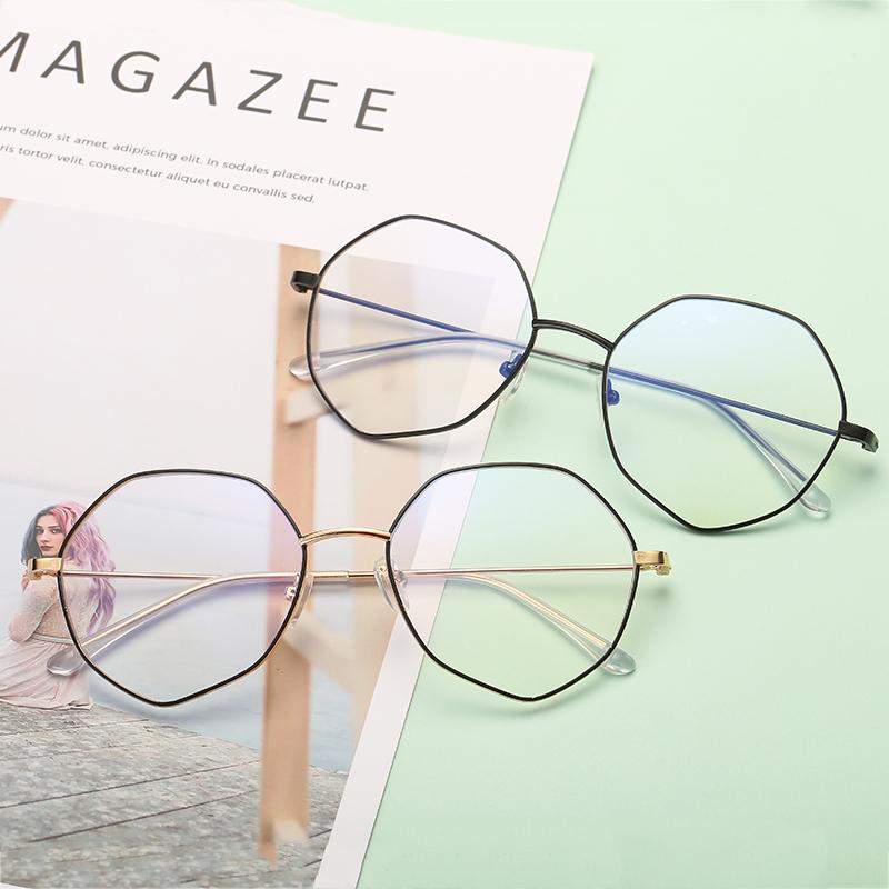 Fashion Sunglasses Frames Vintage Glasses Frame Round Lens Flat Myopia Optical Mirror Simple Metal Classic Women-Men Eyewear