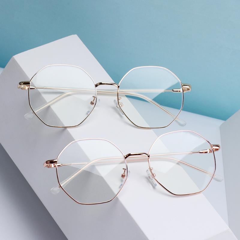 Fashion Sunglasses Frames HOOH Anti Blue Light Glasses Frame Men Women Round Clear Lens Computer Eyeglass Metal Gaming Eyewear