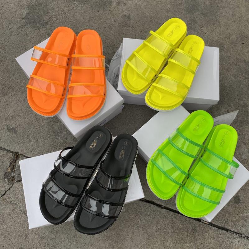Slippers Trendy Summer Women Shoes Candy Color Paltform Flat Bottom Cool Thick Transparent Waterproof Ladies Sandals Plus Size 41