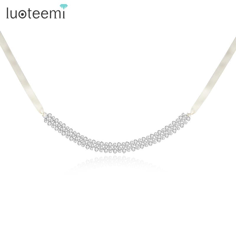 Chokers LUOTEEMI Multiple Layer Cubic Crystal Choker For Women Aesthetic Wedding Bridal Gorgeous Jewelry Female Envio Gratis