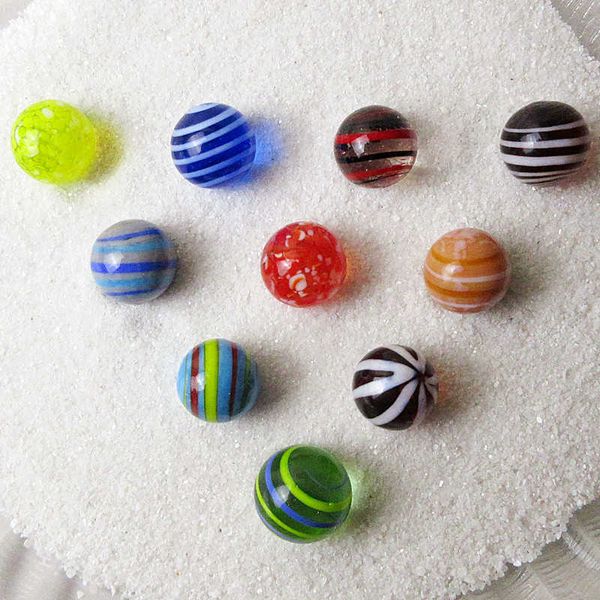 10pcs Custom Multicolor Hand Made Glass Ball Fairy Garden Decoration Charms Glass Marbles Ball Ornaments Children Game Toy Gifts 210607