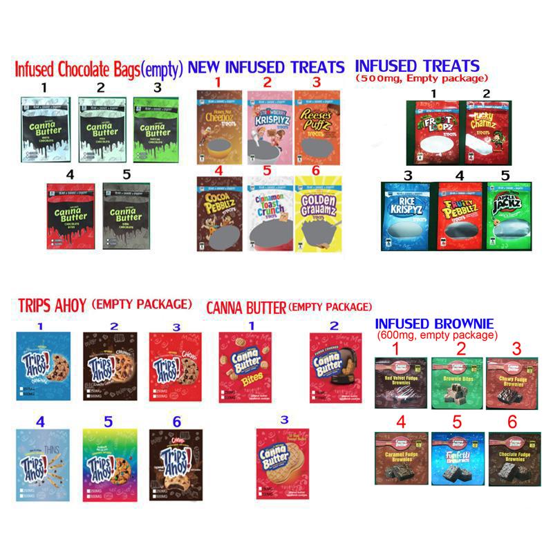 INFUSED CHIPS CEREAL TREATS CHOCOLATE brownie MYLAR BAGS RUNTZ FLAMIN CANNA BUTTER TRIPS AHOY MEDICATED EDIBLES PACKAGING COOKIES package PEANUT