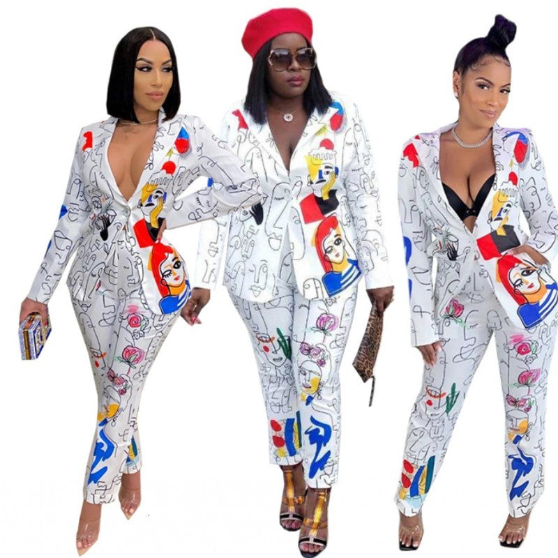 Women&#039;s Tracksuits Two Piece Set Africa Clothes African Dashiki Fashion Casual Printing Suit Top Trousers Office Lady Party For Wo